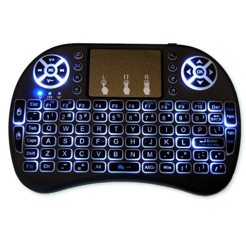 Richer-R Touch Draadloos toetsenbord, Slim 2,4 GHz Wireless Media Keyboard, toetsenbord met touchpad, 1200 DPI draadloos multimedia touch-toetsenbord voor PC/notebook/tv-box, zwart